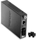 TRENDnet TFC-110S100 100Base-TX to 100Base-FX Single Mode SC Fiber Converter, 100 Km, 62.1 Miles (Black)