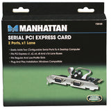 Manhattan 2 Ports, x1 Lane Serial PCI Express Card, Fits Standard and Low-Profile PCI Slots