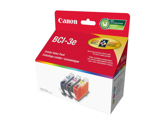 Genuine Canon BCI-3e Three Colour Ink Tank Value Pack, Cyan, Magenta & Yellow