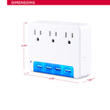 CyberPower P3WUN Blue Night Light Power Wall Tap, 3 Outlets, 4 USB Charge Ports, Automatic Night Light