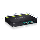 TRENDnet 8-Port 10/100 Mbps GREENnet PoE+ Switch Rack Mountable, 8 x 10/100 Mbps PoE+ Ports, Up to 30 Watts Per Port with 125 W Total Power Budget, TPE-T80H