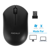 Macally 2.4G Wireless Mouse with 3 Button, Smooth Scroll Wheel, Dongle Receiver, Compatible with Desktop Computer Windows PC, Apple MacBook Pro/Air, iMac, Mac Mini, Laptops (Black)