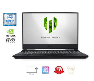 MSI WE65 9TI-013CA WE65 9Ti-007 15.6" FHD Mobile Workstation Intel Core i7-9750H Quadro T1000 32GB 512G NVMe SSD Win10 Pro, Aluminum Black