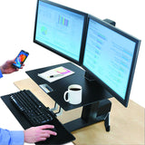 Workfit-S Sit-Stand Workstation for Dual Displays, With Worksurface and Large Ke