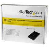 STARTECH USB-C External Hard Drive Enclosure, USB 3.1 Type C, Integrated USB C Cable, SATA 6Gpbs, SSD/HDD Enclosure