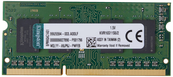 Kingston 2GB 1600MHz DDR3 Non-ECC CL11 SODIMM 1Rx16