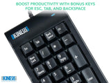 Kinesis Low Force Tactile Numeric Keypad for PC, Black, Usb With 2 Port Hub