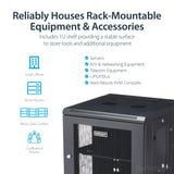 StarTech.com 12U Wall Mount Server Rack Cabinet - 4-Post Adjustable Depth (2" to 20") Network Equipment Enclosure w/ Cable Management (RK1224WALHM)