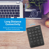 Macally 2.4G Wireless Numeric Keypad Keyboard for Laptop, Apple Mac iMac MacBook Pro/Air, Windows PC, or Desktop Computer with USB Receiver 22 Key Slim Number Pad Numerical Numpad - Black