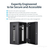 StarTech.com 18U Wall Mount Network Switch Cabinet - 4-Post Adjustable Depth (2" to 16") Fully Secure IT Cabinet w/ Cable Management 200lb / 90kg (RK1820WALHM)