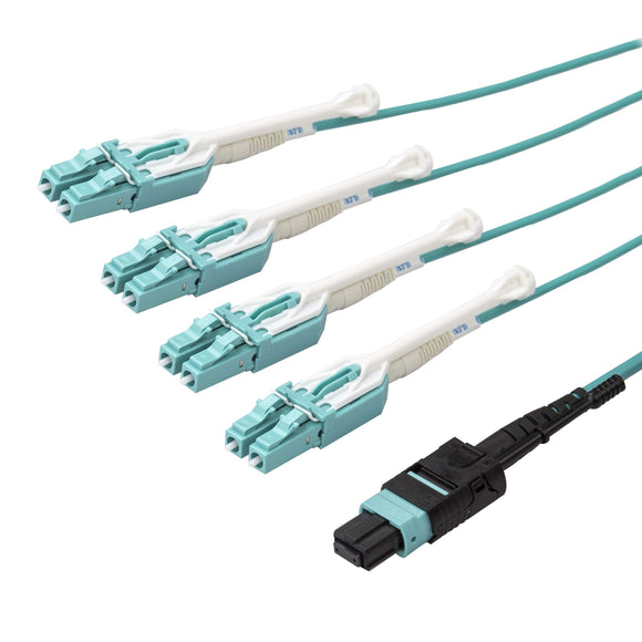 StarTech.com MPO8LCPL10M MTP to LC Breakout Cable, 30'/10m, OM3 Multimode, 40Gb, Pull Tab, Plenum, MPO/MTP Connector, Fiber Optic Cable