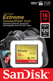 SanDisk Extreme 16GB CompactFlash Memory Card UDMA 7 Speed Up to 120MB/s- SDCFXS-016G-X46