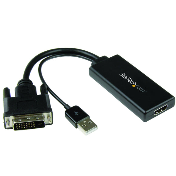 StarTech.com DVI to HDMI Video Adapter with USB Power and Audio - DVI-D to HDMI Converter - 1080p (DVI2HD)