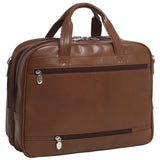 McKlein 86594 USA Springfield 15" Leather Fly-Through Checkpoint-Friendly Laptop Briefcase Brown