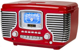 Crosley Corsair Tabletop Am/FM Bluetooth Radio with CD Player and Dual Alarm Clock, Red