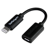 StarTech.com Black Micro USB to Apple 8-pin Lightning Connector Adapter for iPhone/iPod/iPad - Apple Lightning to Micro USB 2.0 Dongle (USBUBLTB)