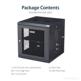 StarTech.com 12U Wall Mount Server Rack Cabinet - 4-Post Adjustable Depth (2" to 20") Network Equipment Enclosure w/ Cable Management (RK1224WALHM)