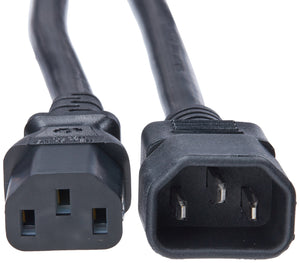 C2G 30823 14 AWG 250 Volt Power Extension Cord - IEC320C14 (C14) to IEC320C13 (C13), TAA Compliant, Black (6 Feet, 1.82 Meters)