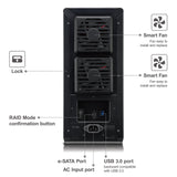 Mediasonic ProRaid H8R2-SU3S2 8 Bay 3.5" SATA Hard Drive External Hard Drive Enclosure - USB 3.0 & eSATA