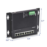 TRENDnet 8-Port Industrial Gigabit Poe+ Wall-Mounted Front Access Switch, 8X Gigabit Poe+ Ports, DIN-Rail Mount, 48 -57V DC Power Input, IP30, 200W Poe Budget,Lifetime Protection, TI-PG80F