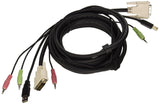 C2G 14180 DVI Dual Link + USB 2.0 KVM Cable with Speaker and Mic, Black (10 Feet, 3.04 Meters)