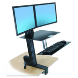 Workfit-S Sit-Stand Workstation for Dual Displays, With Worksurface and Large Ke