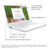 HP Chromebook 14-inch Laptop with 180-degree Hinge, Intel Celeron N3350 Processor, 4 GB RAM, 32 GB eMMC Storage, Chrome OS (14-ca050nr, White)