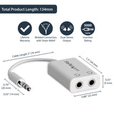 StarTech.com White Slim Mini Jack Headphone Splitter Cable Adapter - 3.5mm Audio Mini Stereo Y Splitter - 3.5mm Male to 2X 3.5mm Female (MUY1MFFADPW)