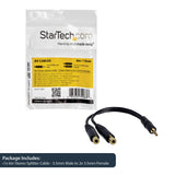 StarTech MUY1MFF 6-Inch Stereo Splitter Cable, 3.5mm Male to 2x 3.5mm Female