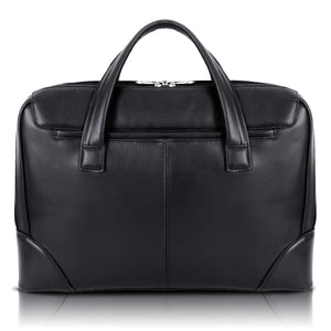 McKlein Harpswell, Top Grain Cowhide Leather, Dual Compartment Laptop Briefcase, Black (88565)