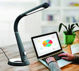 Royal Sovereign RDL-110U LED Desk Lamp with USB and Night Light Black & Titanium Grey with Chrome Accents