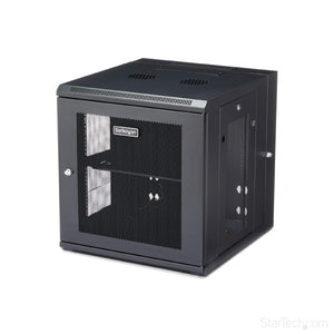 StarTech.com 12U Wall Mount Server Rack Cabinet - 4-Post Adjustable Depth (2" to 20") Network Equipment Enclosure w/ Cable Management (RK1224WALHM)