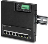 TRENDnet 8-Port Industrial Gigabit Poe+ Wall-Mounted Front Access Switch, 8X Gigabit Poe+ Ports, DIN-Rail Mount, 48 -57V DC Power Input, IP30, 200W Poe Budget,Lifetime Protection, TI-PG80F