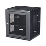 StarTech.com 12U Wall Mount Server Rack Cabinet - 4-Post Adjustable Depth (2" to 16") Network Equipment Enclosure w/ Cable Management (RK12WALHM)