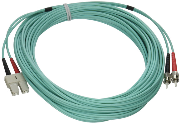 C2G 36120 OM3 Fiber Optic Cable - SC-ST 10Gb 50/125 Duplex Multimode PVC Fiber Cable, Aqua (32.8 Feet, 10 Meters)