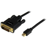 StarTech.com 3 ft Mini DisplayPort to DVI Adapter Cable - Mini DP to DVI Video Converter - MDP to DVI Cable for Mac / PC 1920x1200 - Black (MDP2DVIMM3B)