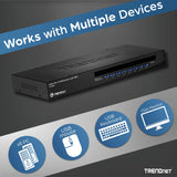 TRENDnet TK-804R 8-Port USB/PS/2 Rack Mount KVM Switch with On Screen Display (Black)