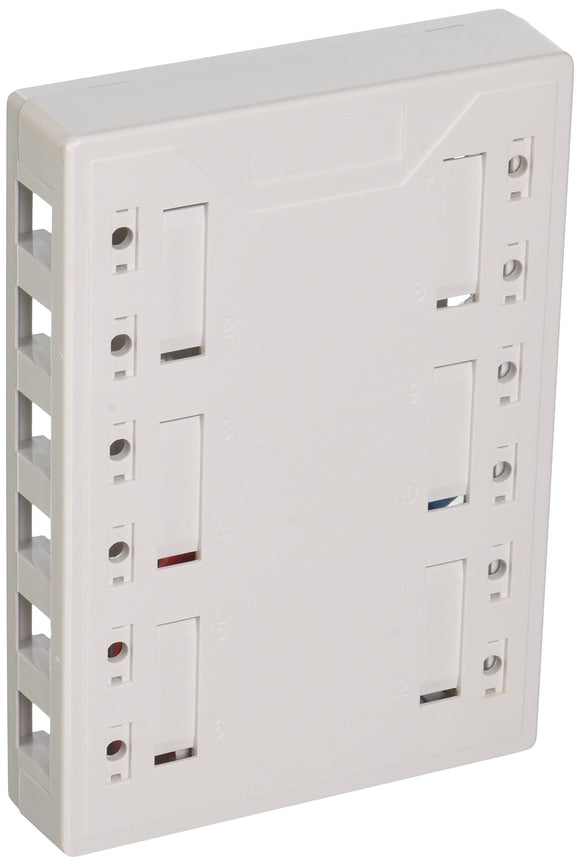 C2G 03849 12-Port Keystone Jack Surface Mount Box, White