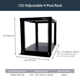 StarTech.com 12U Adjustable 4 Post Server Equipment Open Frame Rack Cabinet (4POSTRACK12)