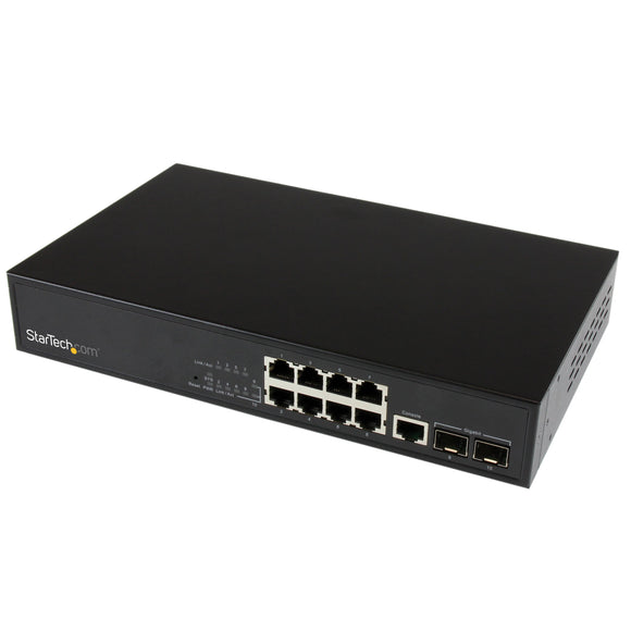 StarTech.com 10 Port L2 Managed Gigabit Ethernet Switch with 2 Open SFP Slots - Rack Mountable - Layer 2 Network Switch (IES101002SFP)