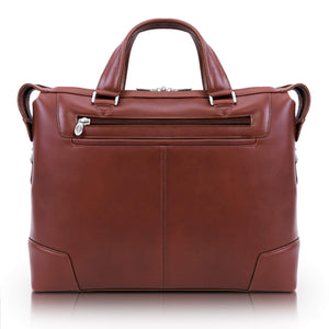 McKlein Arcadia, Top Grain Cowhide Leather, Slim Laptop Briefcase, Brown (88764)