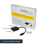 STARTECH USB C to DisplayPort Adapter, with Power Delivery (USB PD), Power Pass Through Charging, 4K 60Hz, USB-C to DisplayPort