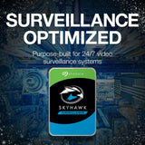 Seagate SkyHawk 2TB Surveillance Internal Hard Drive HDD - 3.5 Inch SATA 6Gb/s 64MB Cache for DVR NVR Security Camera System with Drive Health Management (ST2000VX008)