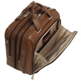 McKlein 86594 USA Springfield 15" Leather Fly-Through Checkpoint-Friendly Laptop Briefcase Brown