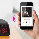 Aluratek ABQC01F Bluetooth Streaming FM Clock Radio with Qi Wireless Charging Pad