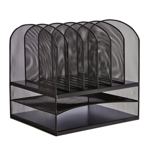 Safco Products 3255BL Onyx Mesh Desktop Organizer with 2 Horizontal/6 Upright Sections