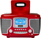 Crosley Corsair Tabletop Am/FM Bluetooth Radio with CD Player and Dual Alarm Clock, Red