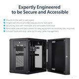 StarTech.com 12U Wall Mount Server Rack Cabinet - 4-Post Adjustable Depth (2" to 16") Network Equipment Enclosure w/ Cable Management (RK12WALHM)