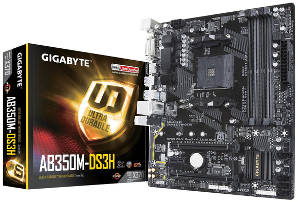 GIGABYTE GA-AB350M-DS3H (AMD Ryzen AM4/ B350/ 4X DDR4/ HDMI/M.2/ SATA/USB 3.1 Gen 1//RGB Fusion/Micro ATX/Motherboard)