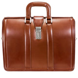 McKlein 83344 USA Morgan 17" Leather Litigator Laptop Briefcase Brown